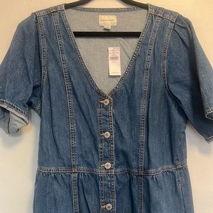 NWT XL American Eagle Button-Front Babydoll Mini Dress WITH Pockets